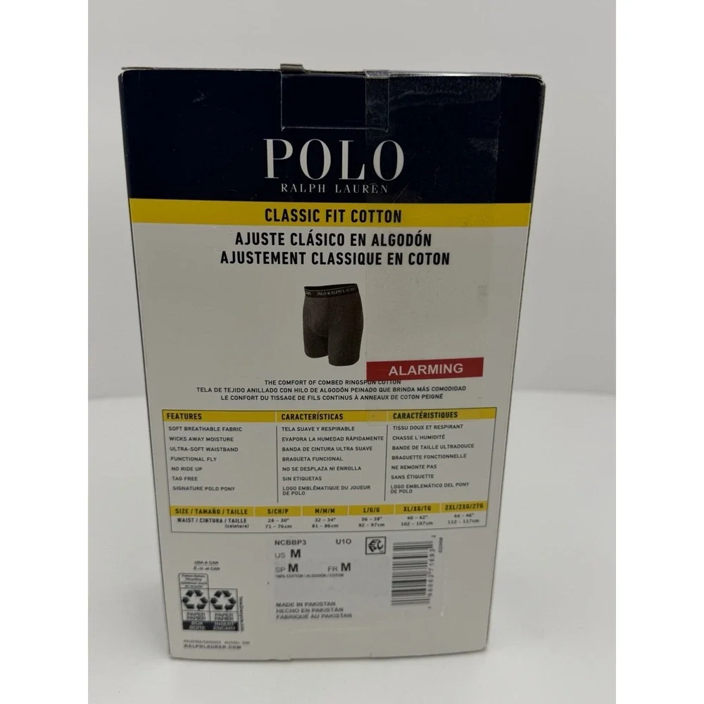 Polo Ralph Lauren Men's Cotton Boxer Briefs Black/Red  3-Pack Size Medium